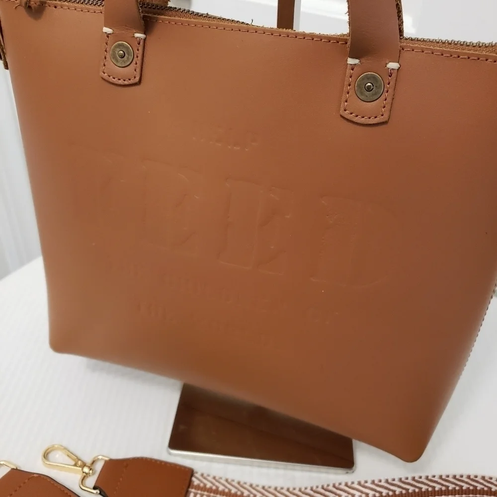 FEED Projects 50 Medium Sized Leather Satchel, Zip Close, Russet In Color
